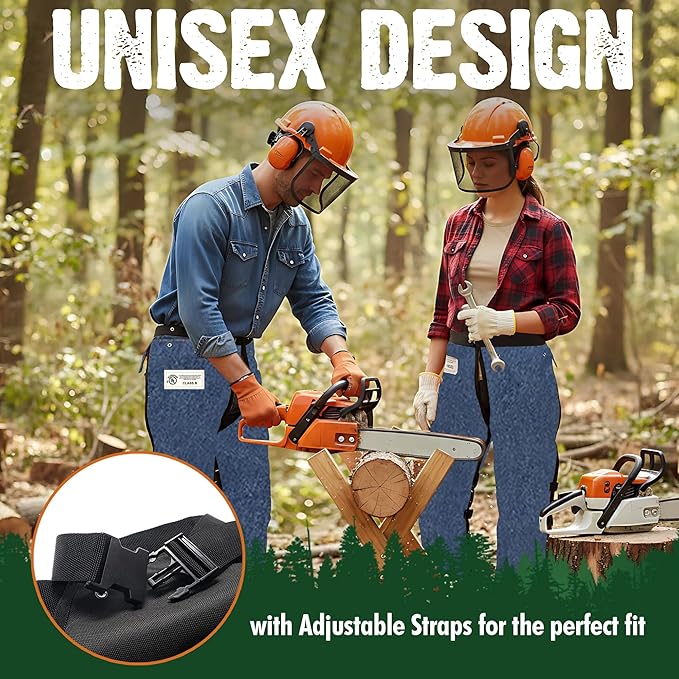 FORESTER Chainsaw Chaps for Men & Women | Apron-Style Chaps with Pocket & Adjustable Waist | Chainsaw Safety Equipment