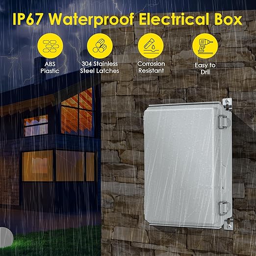 Waterproof Electrical Junction Box, IP67 Plastic Weatherproof Electrical Enclosure with Aluminum DIN Rail, Mounting Plate, Wall Brackets for DIY Project WiFi(5.9"×3.9"×2.8")