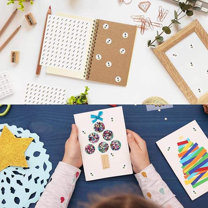 2400 Pcs Small Stickers for Kids,Mini Bee Sticker Cartoon Paper Small Decals Cute Self-Adhesive Stickers for Summer Party Envelopes Scrapbook Gifts DIY Supplies,0.5in（Bee）