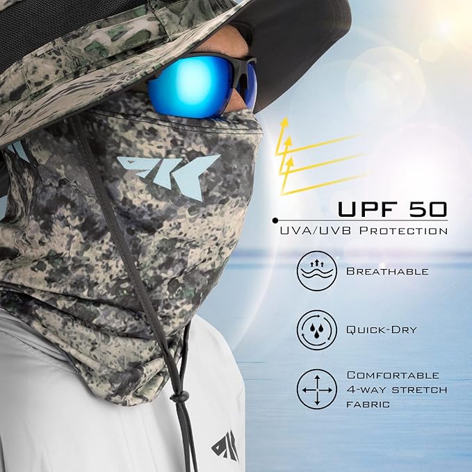 KastKing La Sal Neck Gaiter-UPF 50+ Balaclava Face Mask,Neck Gaiter for Men and Women,Face Cover Shield for Fishing,Hiking