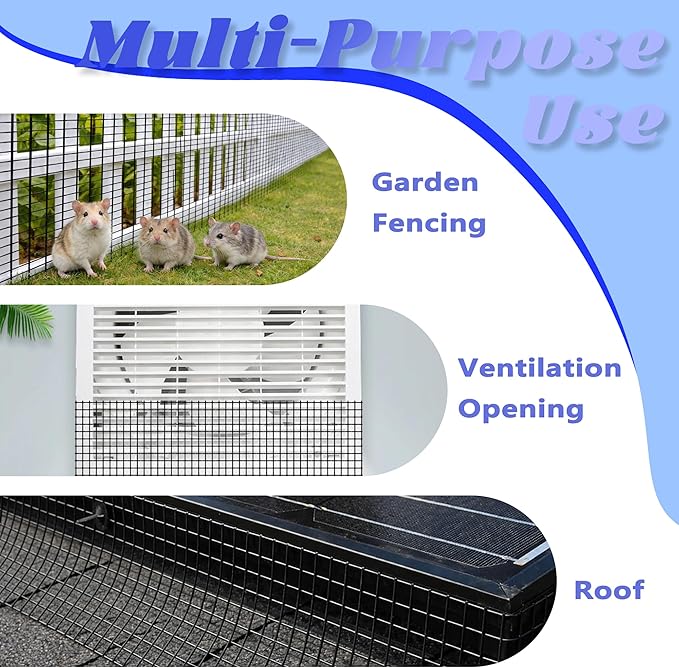 PROLEE 8 Inch X 100FT Solar Panel Bird/Critter Guard Anti-Rust with 100 Fastener Clips Rooftop Solar Panel Bird Wire Screen, Removable Without Damage