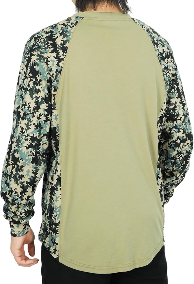 BOCOMAL FR Shirts Crewneck 5.5oz Lightweight Cotton Paisley Camo Two-Tone Flame Resistant Long Sleeve CAT2 Work Shirt