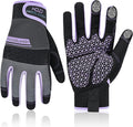 HANDLANDY Work Gloves for Women, Breathable Leather Gardening Glove for Yard Maintenance, Hand Protection with Touch Screen