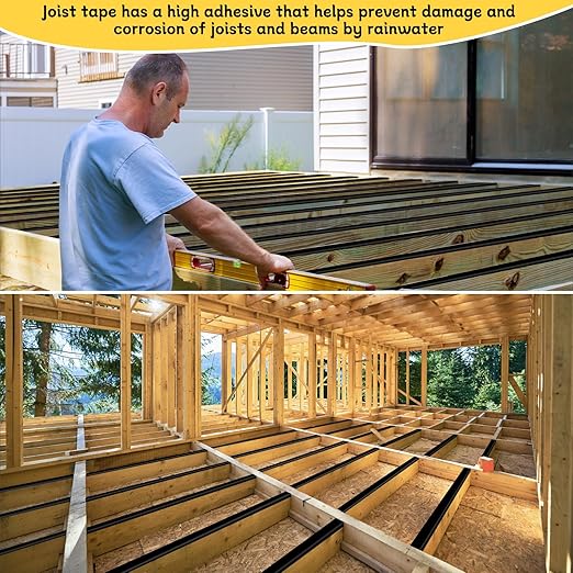 Joist Tape for Decking 2" x 50', 8 Rolls Weatherproof Butyl Sealant Tape - Waterproof and Anti-Corrosion for Extend Deck Life for Wood Joists Beams Roof Rv