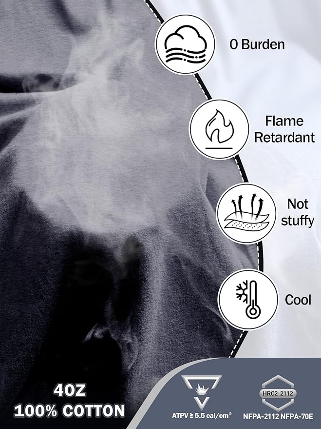 FR Shirts for Men 4oz Lightweight Fire Resistant Shirts for Men Long Sleeve Welding Shirt CAT1