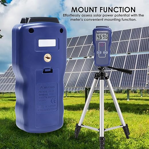 Solar Power Meter Digital Solar Meter, Solar Irradiance Meter for Solar Energy Testing, Solar Transmission Meter with Accuracy Drift<1.5%/Year&Btu/(ft2-h)& W/m² Units for Meteorology Sun Measurement