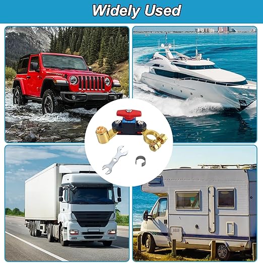 Car Battery Power Cut-Off Switch Breaker, Adjustable Pure Copper Stable Transmission High Conductivity 12v-24v Disconnect Switch Smart for Car Truck Boat Rv Supplies