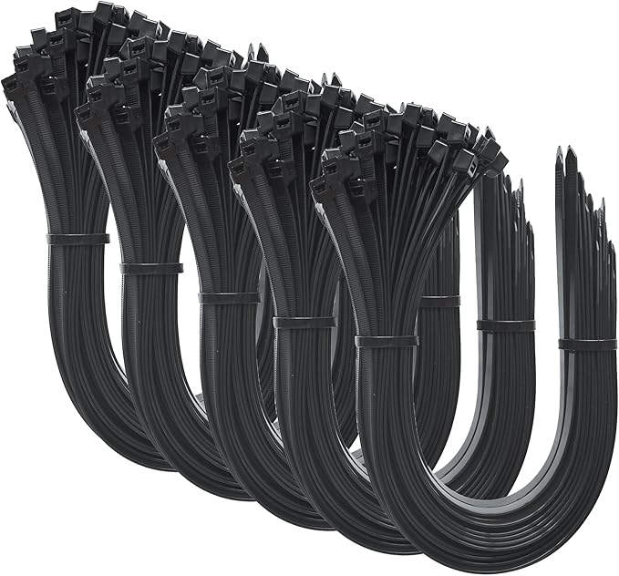 Long Zip Ties Heavy Duty 24 inch 250 Pcs, Large Cable Ties with 250 lbs Tensile Strength Ultra Stong Plastic Tie Wraps, Black