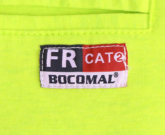 BOCOMAL FR Shirts for Summer Breathable Vented Design 6oz Heather Jersey Flame Resistant Long Sleeve Crew T Shirt
