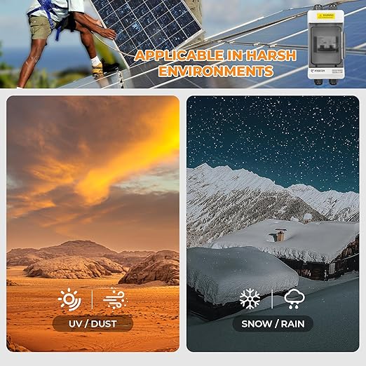 Solar Panels Disconnect Switch 80A 1000VDC PV Shut Off Switch Outdoor 1 in 1 Out Circuit Breaker Box IP66 Waterproof UV-Proof