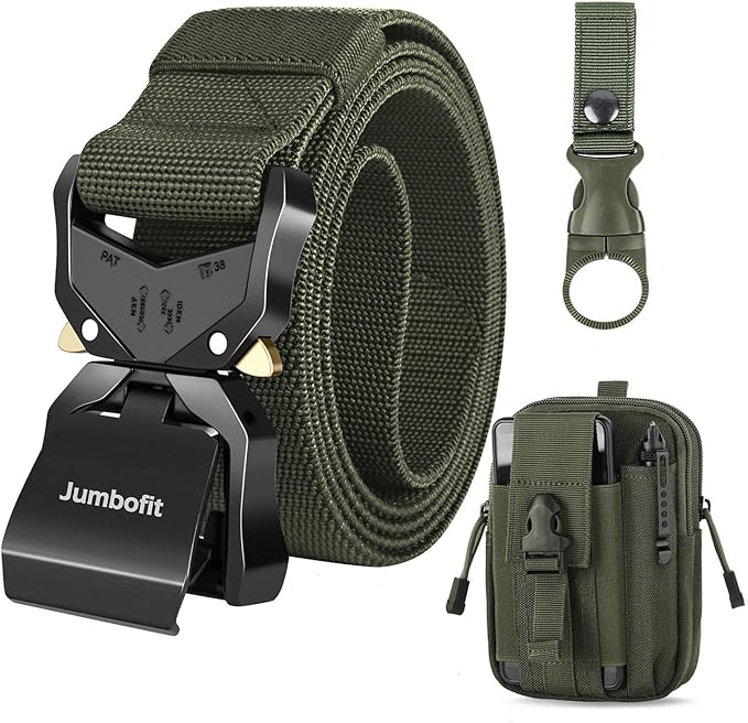 Tactical Belt for Men and Women, Military Work Belt Nylon with Quick-Release Buckle, Gift with Molle Pouch & Clip