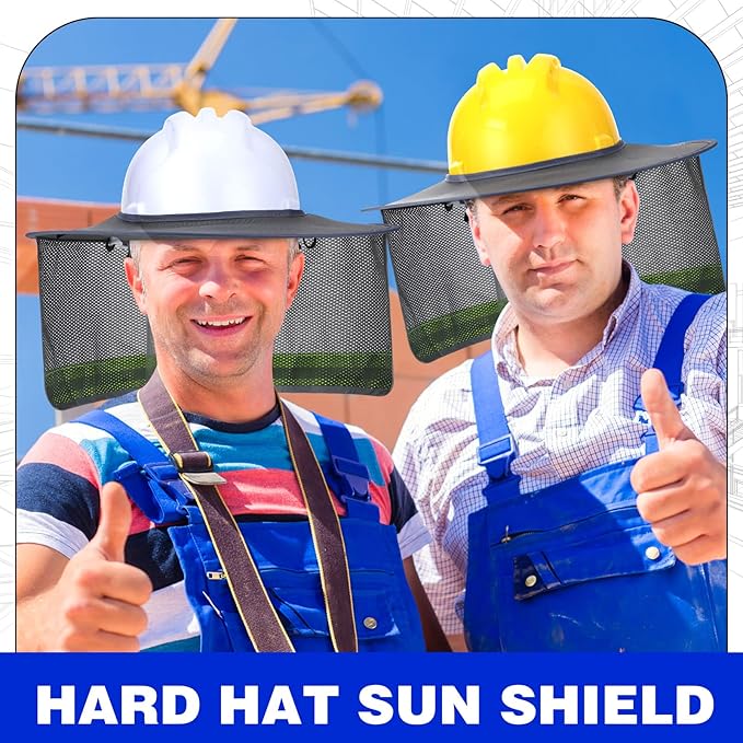 Vicenpal 10 Pcs Hard Hat Shade Full Brim, High Visibility Sun Visor Neck Shade with Reflective Strip, Hard Hat Accessories for Men Women Construction Use(Grey)
