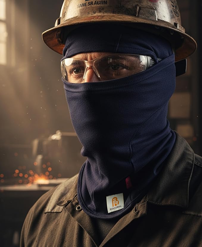 BOCOMAL FR Flame Resistant Balaclava Face Mask Arc Rated NFPA2112 CAT2 Helmet Liner Covering Hood for Welding