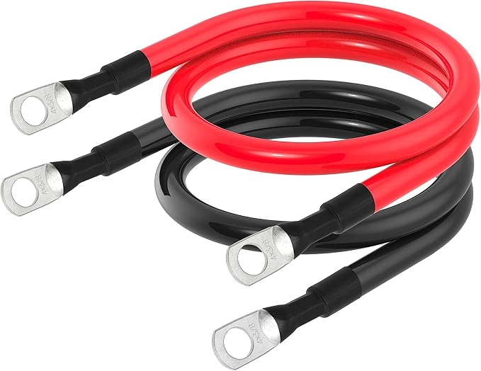4 AWG Battery Cable 4AWG Gauge Battery Inverter Cables for Automotive Solar Marine Boat RV Car Motorcycle (4 AWG, 18in, 3/8")