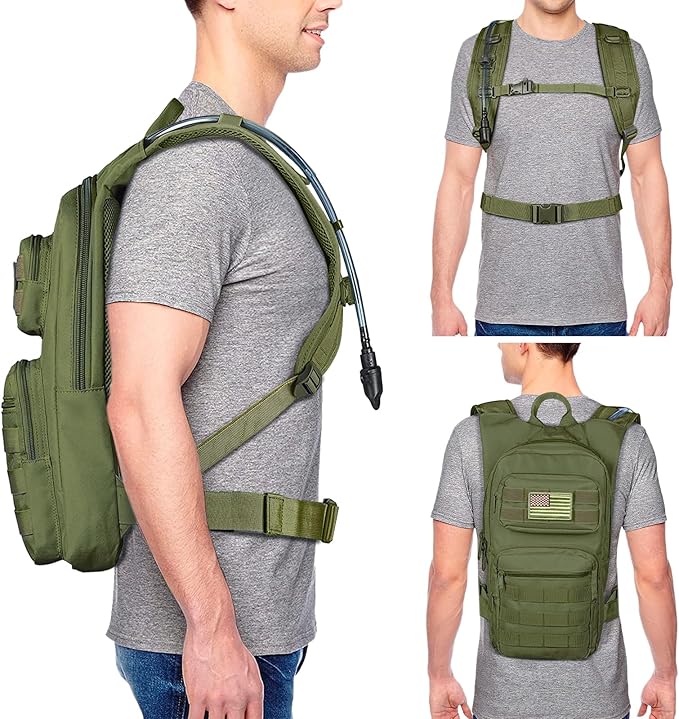 NOOLA Hydration Backpack with 3L TPU Water Bladder, Tactical Molle Water Backpack for Men Women, Hydration Pack for Hiking, Biking, Running and Climbing