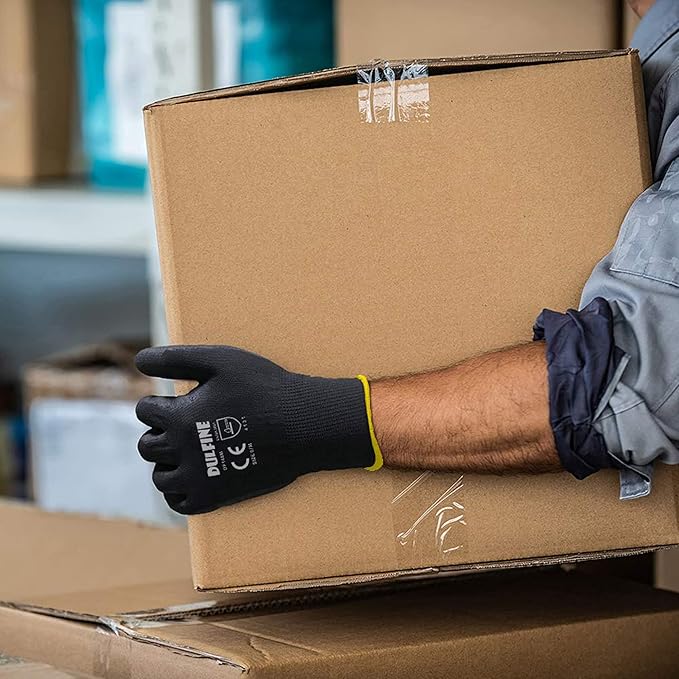 Ultra-Thin PU Coated Work Gloves-12 Pairs,Excellent Grip,Nylon Shell Black Polyurethane Coated Safety Work Gloves, Knit Wrist Cuff,Ideal for Light Duty Work. (XX-Large)