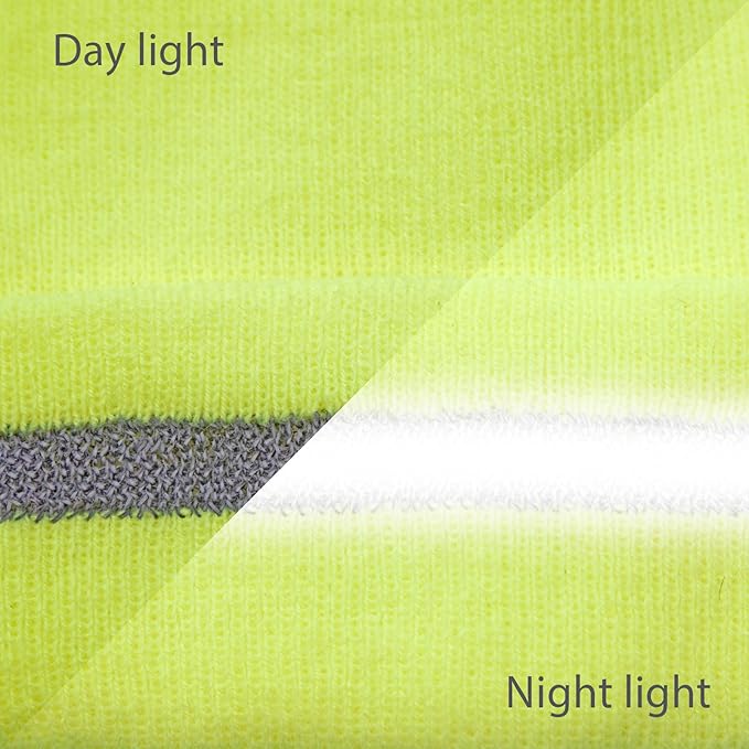 JORESTECH Safety Beanie Unisex Knit Cap Black with Reflective Stripe or Reflective Stitching High Visibility