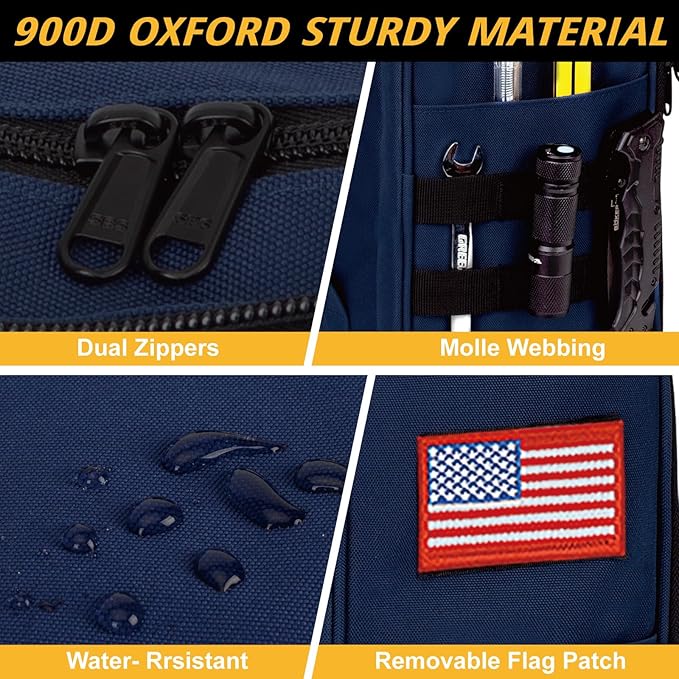 Tactical Tool Bag for Men,Wide Mouth Tool Pouch with Water-Resistant, Multi-purpose Range Bags with Zipper Handle,Heavy Duty Small Tool box organizer for Repairman, Carpenters, Handyman