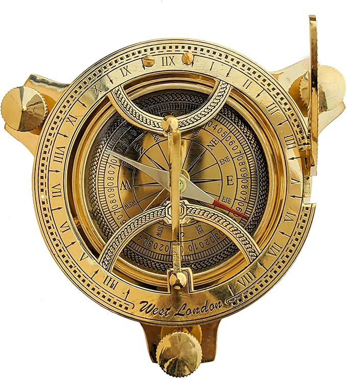 3" Sundial Compass - Solid Brass Sun Dial Rustic Vintage Home Decor Gifts Fully Functional