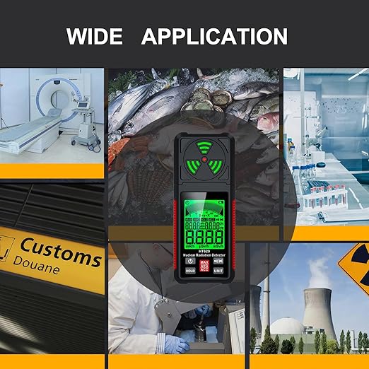 Geiger Counter Intendvision Nuclear Radiation Detector - Portable Radiation Dosimeter Tester Beta Gamma X-ray Detector for Nuclear Wastewater Seafood with Backlit LCD Display, Audible & Visual Alarm