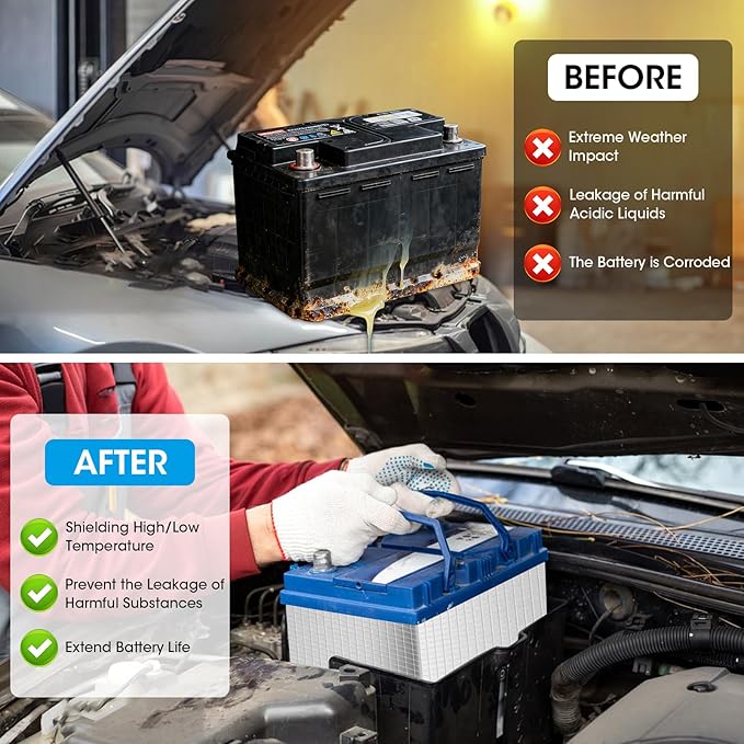 Car Battery Blanket, Battery Wrap, Self-Adhesive Battery Insulation Cover for RV, Vehicle, Truck Batteries for Cold Weather Preserve Against Radiant Heat, Acid Neutralisation, 40"x7"(5mm)