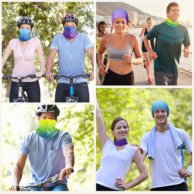 Geyoga 6 Pieces Summer UV Protection Cooling Neck Gaiter Face Clothing Neck Gaiter Mask Scarf Sunscreen Breathable Bandana