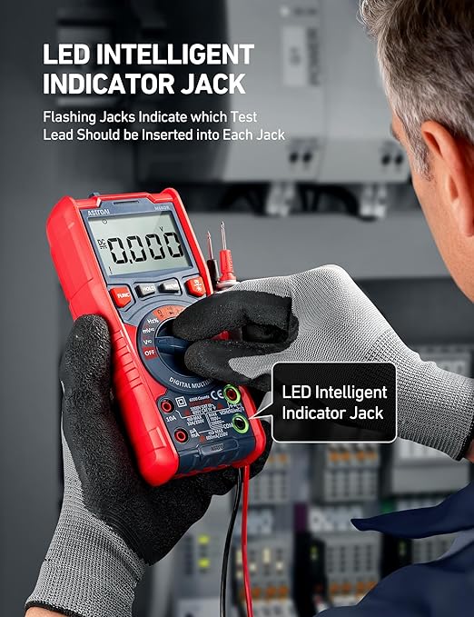 AstroAI Digital Multimeter, TRMS 6000 Counts Auto-Ranging Voltage Tester Voltmeter Measuring AC/DC Voltage Current, Capacitance Resistance Frequency Temperature Continuity Diodes with NCV