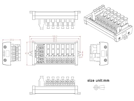 DC Power Fuse Distribution Strip Module (6 Position, Screw Mount)
