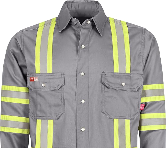TICOMELA FR Shirts for Men High Visibility/Hi Vis Flame Resistant/Fire Retardant Shirt 6.5oz Men's Welding Shirts
