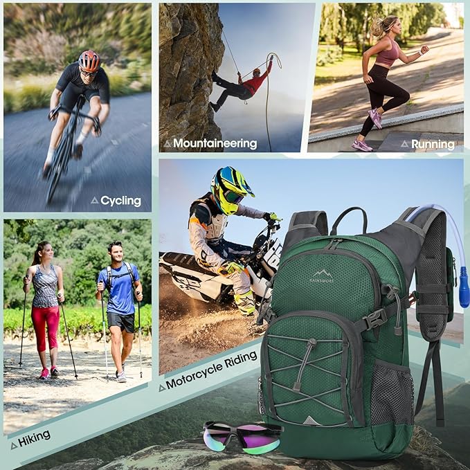 Hydration Backpack with Water Bladder, 18L Lightweight Hiking Backpack for Women&Men Small Insulated Hydration Water Pack for Hiking, Running, Cycling, Biking