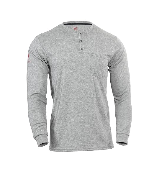 DRIFIRE Power Dry FR Long Sleeve Henley, CAT 2, Flame Resistant, Grey, 2X-Large, TEE-PDG-HN-2X