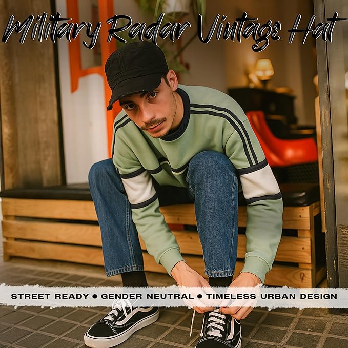 Funky Junque Distressed Military Hat – Newsboy Hats for Women, Short Brim Army Baseball Cap, Womens Cadet Hat Trendy Style