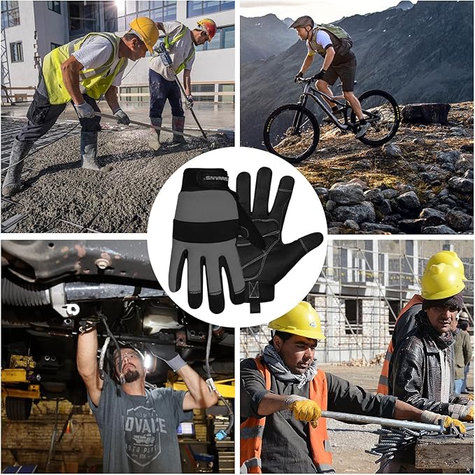 SAWANS Safety Work Gloves Gardening Working Gloves Mens Women Mechanic Construction Utility Flexible Padded Palm Protection
