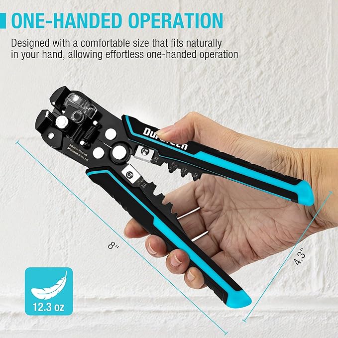 DURATECH Self-Adjusting Wire Stripper, 3-in-1 Automatic Wire Stripper Tool for 22-7 AWG Stripping and 22-10 AWG Crimping, Stripping/Crimping/Cutting Tool for Electrical Work
