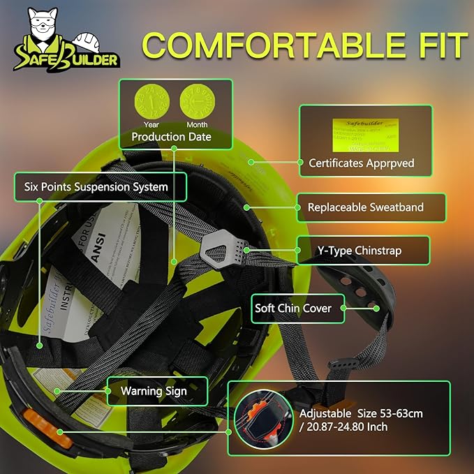 Construction Hard Hats Safety Helmet Reflective ABS Adjustable Ventilation Hardhats Industrial Head Protection ANSI Z89.1