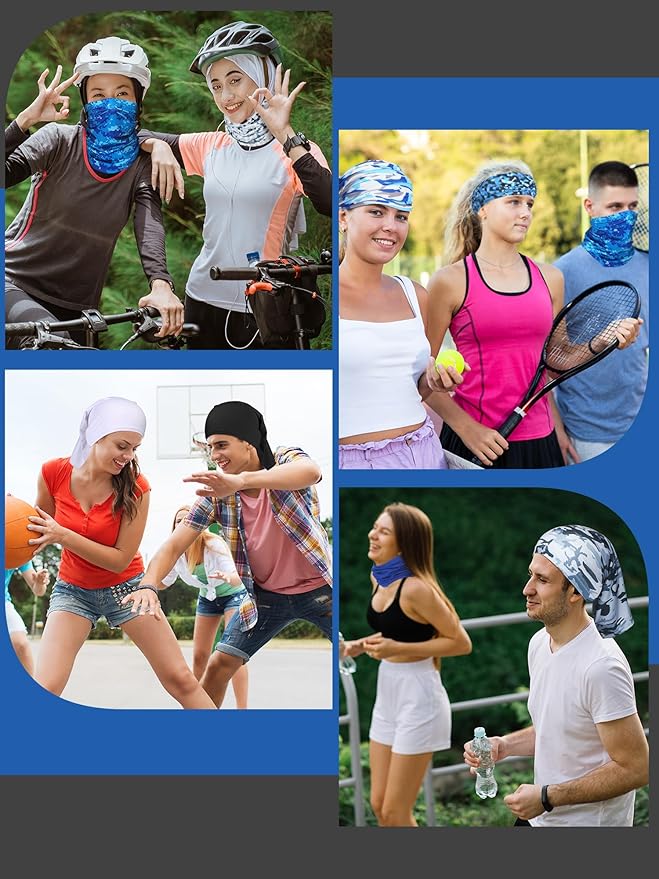 SATINIOR 10 Pcs Cooling Neck Gaiter for Men Women Sunscreen Breathable Bandana Summer UV Protection Face Mask Scarf