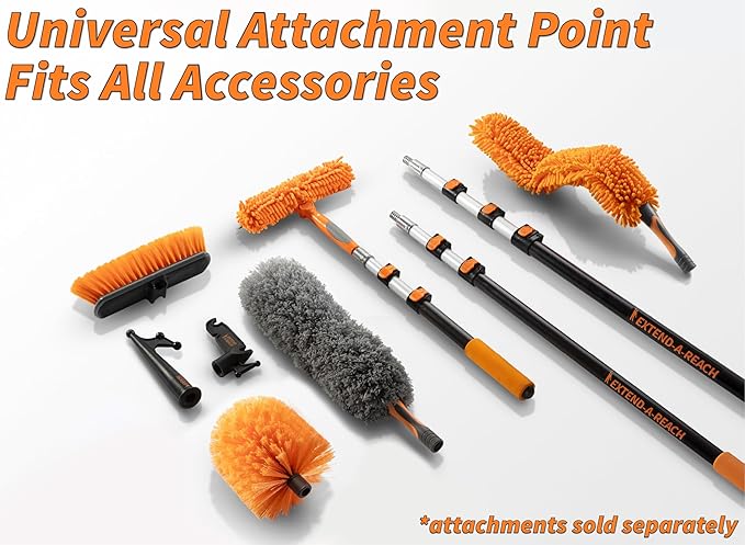 5-8 ft Long Telescopic Extension Pole // Multi-Purpose Extendable Pole with Universal Twist-on Metal Tip // Lightweight and Sturdy // Best for Painting, Dusting and Window Cleaning