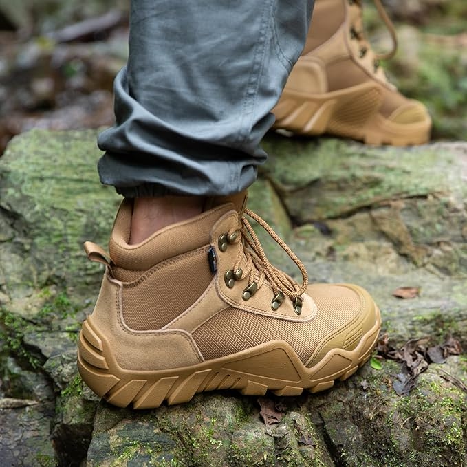 FREE SOLDIER Men's Waterproof Hiking Boots Tactical Work Boots Outdoor Lightweight Military Boots