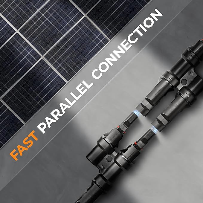 Solar Panel Connector 2 to 1 Solar Y Branch Solar Panel Splitter 2 Way 1000V FMM+MFF Y Branch Solar Panel Parallel Connectors for Parallel Connection Between Solar Panels (1 Pair 2 to 1)