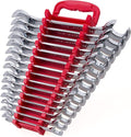 15-Piece Premium Angle Head Open End Wrench Set, Chrome Vanadium Steel, Mirror Chrome Finish | Include Metric Sizes 10, 11, 12, 13, 14, 15, 16, 17, 18, 19, 20, 21, 22, 23, 24mm with Storage Rack