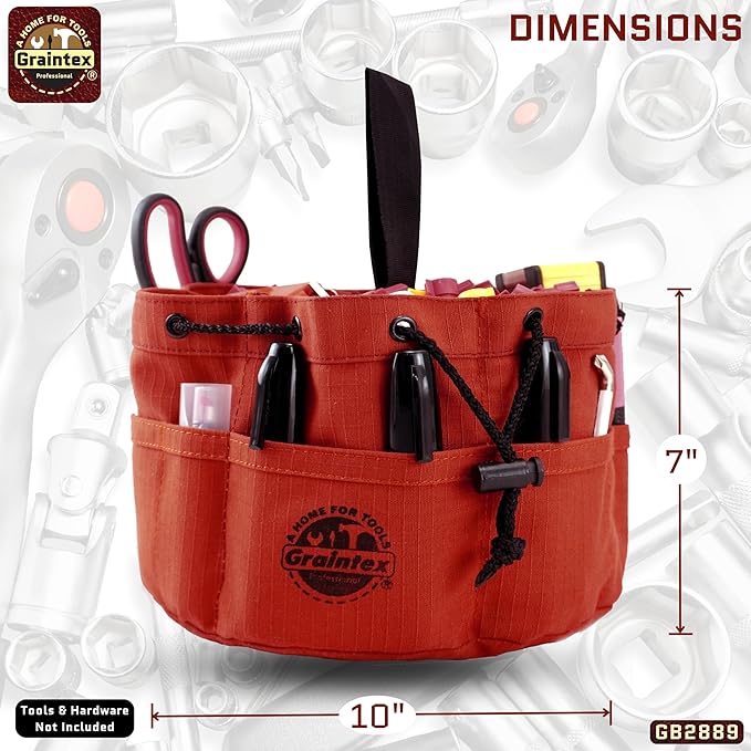 Graintex 18 Pockets Grab Bag Rip-stop Canvas Drawstring Closure, Small Part Organizer Pouch, Small Tools, Screws, Parts, Parachute Tool Bag for Efficient Storage - Rust