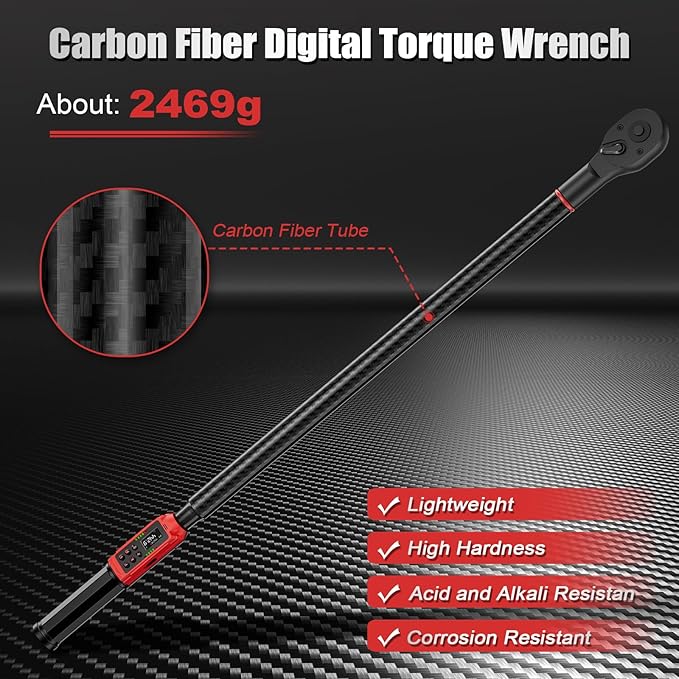 Digital Torque Wrench 3/4" Drive, 6.6-442.9 Ft.lb/9-600Nm, Carbon Fiber Tube, ±1% Accuracy, Heavy Duty Precision Torque Wrench Digital for Automotive, Trucks, Industrial & Mechanical Repairs