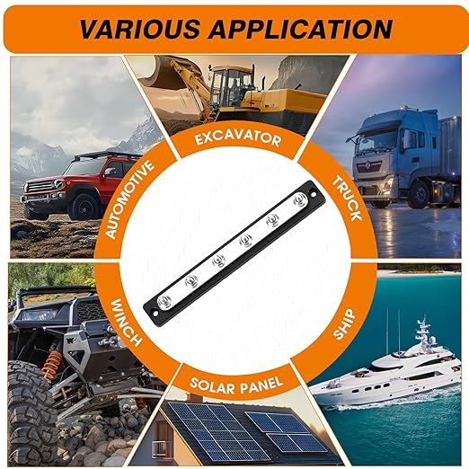 Common Busbar Power Distribution Block Battery Terminal Block for Car & Marine Applications 1/4" M6 150A with Dustproof Cover CBB (6 Poles)