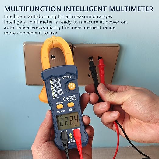 IZIO Digital Clamp Meter Multimeter 5999 Count, Ampere Voltage Tester Auto Ranging with AC DC Voltage, AC Current,Resistance,Capacitance,Continuity,Live Wire Test, NCV,Non-Contact Voltage Tester, Blue