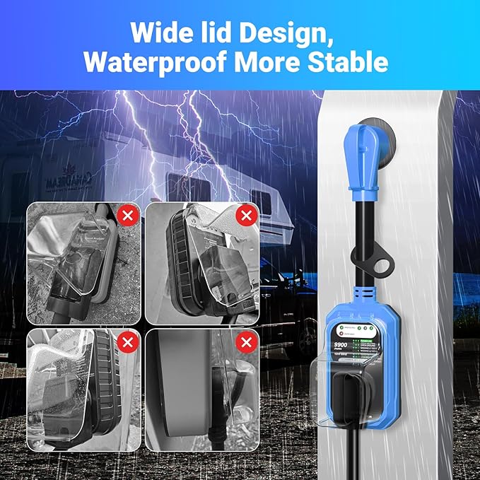 EyGde RV Surge Protector 50 Amp Waterproof, RV Circuit Analyzer with Full Electrical Protection, Power Plug Adapter Protectors for 50amp Camper Travel Trailer Accessories