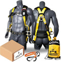 KwikSafety - TYPHOON Safety Harness [3 D-RINGS + BACK SUPPORT] Safety Harness Fall Protection Kit, 2025 ANSI Compliant