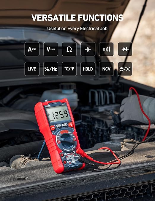 AstroAI Digital Multimeter, TRMS 6000 Counts Auto-Ranging Voltage Tester Voltmeter Measuring AC/DC Voltage Current, Capacitance Resistance Frequency Temperature Continuity Diodes with NCV