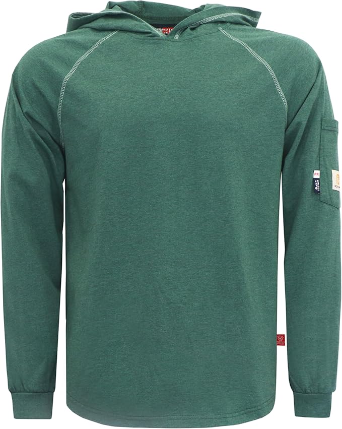 BOCOMAL FR Hooded T Shirts Heather Series 6oz Flame Resistant NFPA2112 CAT2 Fire Retardant Hoodies Work Shirt