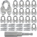 16PCS 3/16 to 1/4 Inches M5 Stainless Steel Wire Rope Clips, 8PCS M5 Thimbles