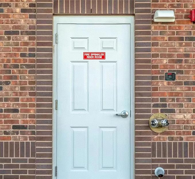 Fire Sprinkler Riser Room Sign - Made from Premium Durable Acrylic Material, Super Strong Self-Adhesive, QuickInstallation, Perfect for Your Business and Home (9x3 Inches, Red)